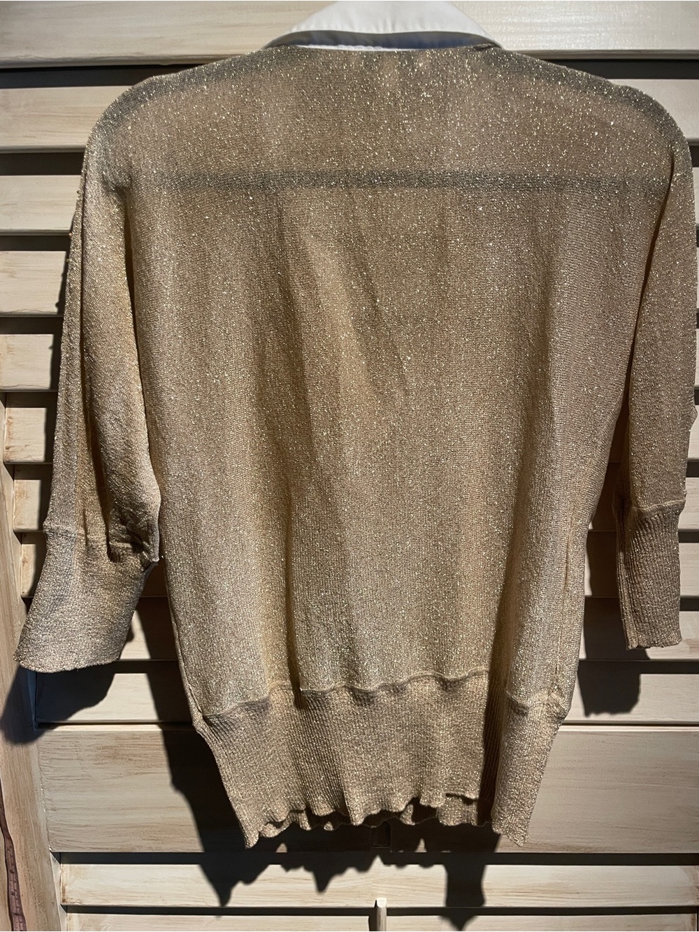 Due per Due - Lightweight Gold Metallic Sweater with Collar Detail - SzS - Picture 7 of 13